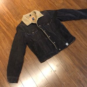 A& F Dark Brown Corduroy Sherpa Lined Jacket Sz M